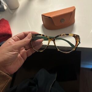 Tory Burch Tortoise Shell Glasses with Green Temples